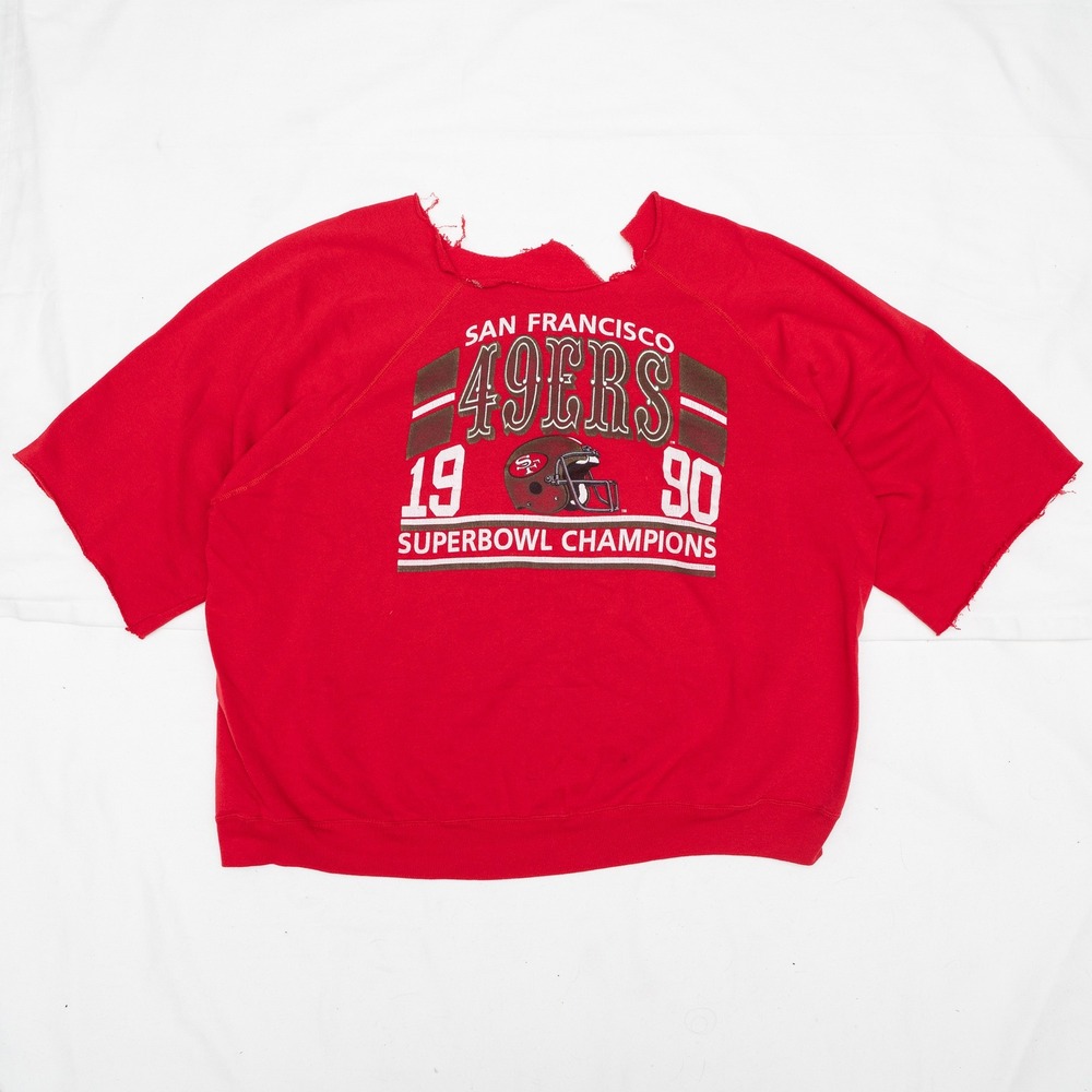 Vtg 1990 San Francisco 49ers Superbowl Champion‎ Thrashed Raglan Sweatshirt XL